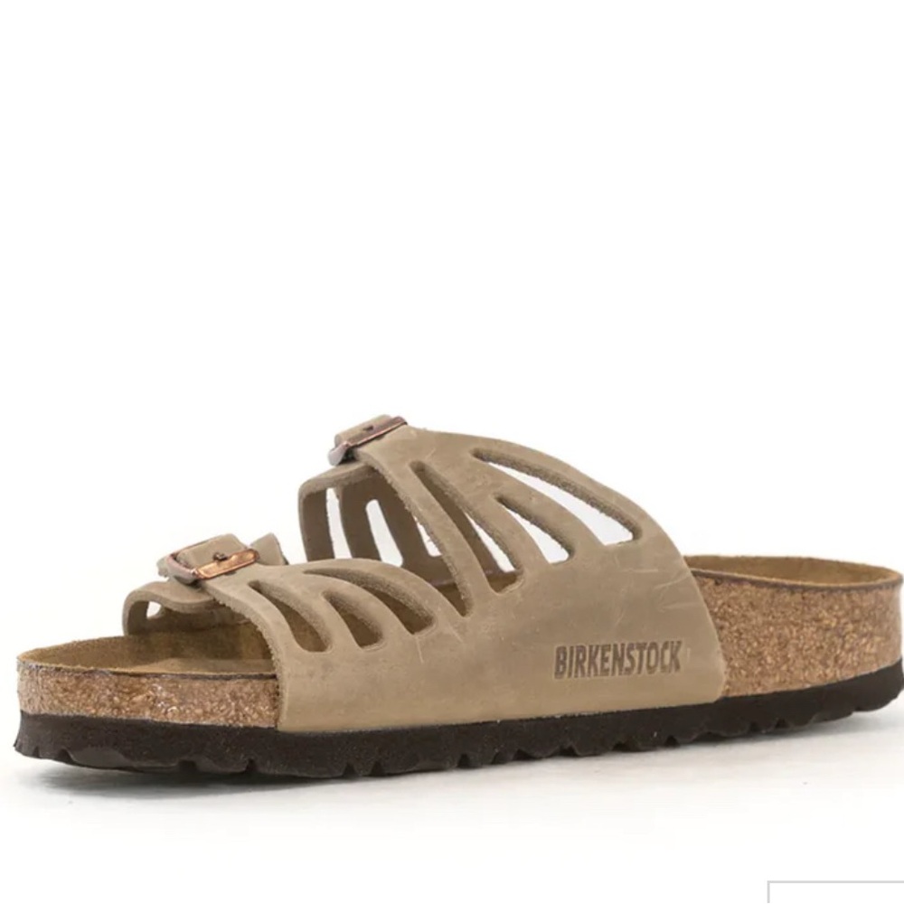 Birkenstock Birki’s Granada Tan Leather Slide Sandals Size L8 M6 Narrow
